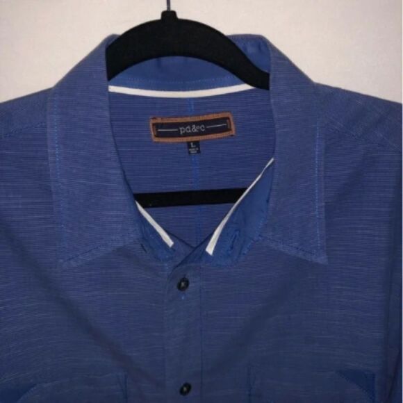 Men's PD&C Blue Button Down Shirt - Picture 3 of 6